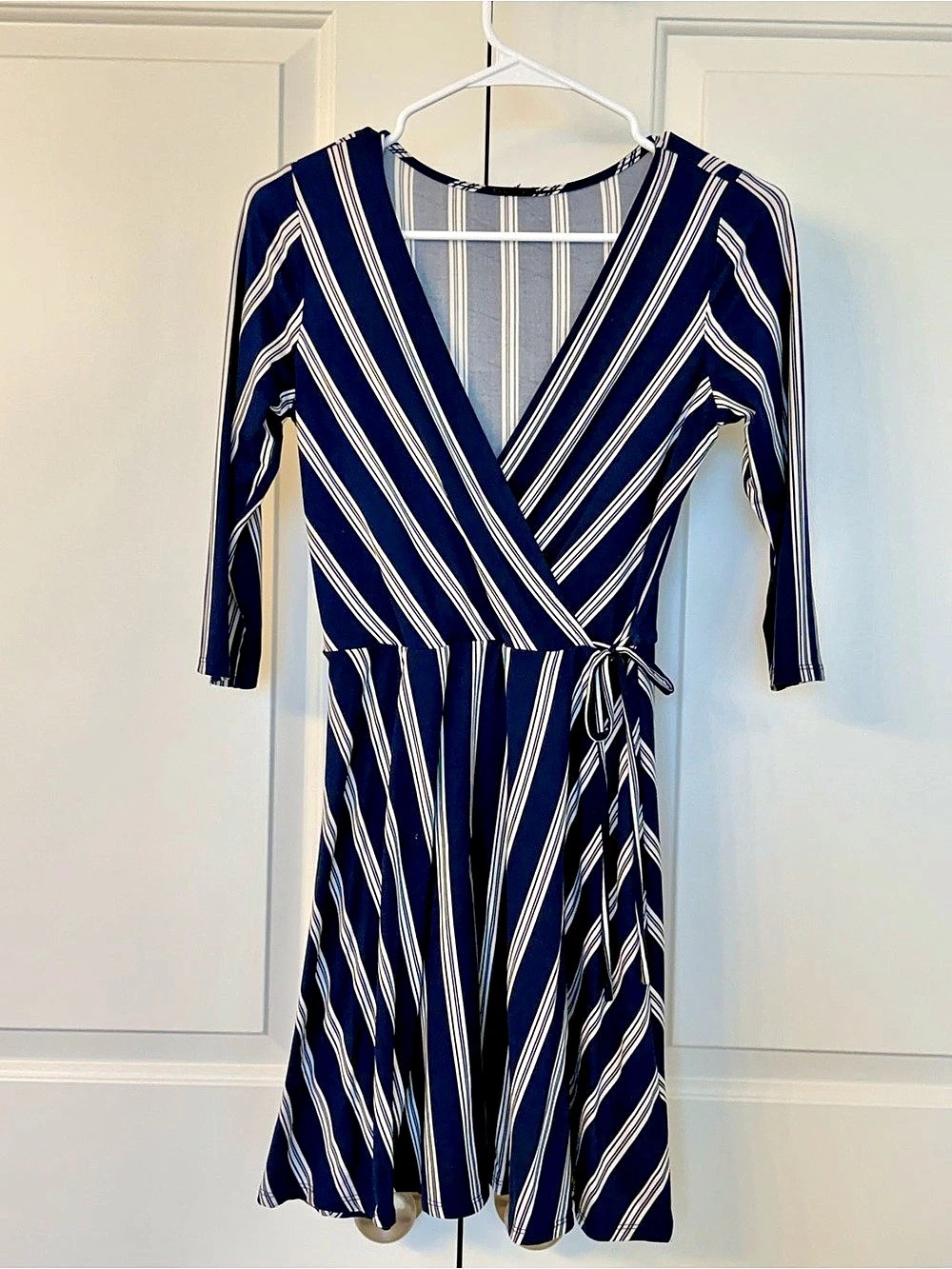 Striped Wrap Midi Dress